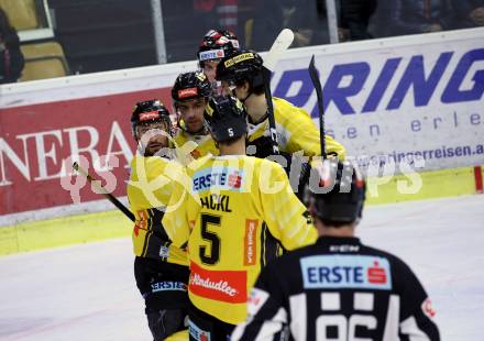 EBEL. Eishockey Bundesliga. KAC gegen	spusu Vienna Capitals. Torjubel Rotter Rafael, Holzapfel Riley, Hackl Dominic, Olden Sondre  (Vienna Capitals). Klagenfurt, am 2.2.2020.
Foto: Kuess
www.qspictures.net

---
pressefotos, pressefotografie, kuess, qs, qspictures, sport, bild, bilder, bilddatenbank