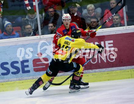 EBEL. Eishockey Bundesliga. KAC gegen	spusu Vienna Capitals. Richter Marco (KAC), Wall Alex  (Vienna Capitals). Klagenfurt, am 2.2.2020.
Foto: Kuess
www.qspictures.net

---
pressefotos, pressefotografie, kuess, qs, qspictures, sport, bild, bilder, bilddatenbank