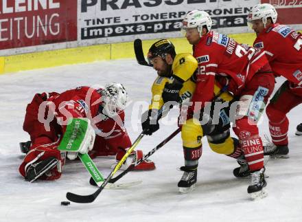 EBEL. Eishockey Bundesliga. KAC gegen	spusu Vienna Capitals. David Madlener, Clemens Unterweger,  (KAC),  Rafael Rotter (Vienna Capitals). Klagenfurt, am 2.2.2020.
Foto: Kuess
www.qspictures.net

---
pressefotos, pressefotografie, kuess, qs, qspictures, sport, bild, bilder, bilddatenbank