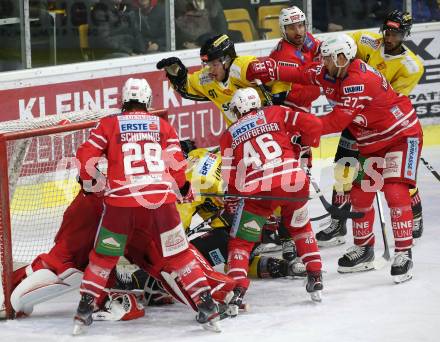 EBEL. Eishockey Bundesliga. KAC gegen	spusu Vienna Capitals. David Madlener, Johannes Bischofberger, Thomas HUndertpfund, David Joseph Fischer (KAC),  Taylor Vause, Ali Wukovits  (Vienna Capitals). Klagenfurt, am 2.2.2020.
Foto: Kuess
www.qspictures.net

---
pressefotos, pressefotografie, kuess, qs, qspictures, sport, bild, bilder, bilddatenbank