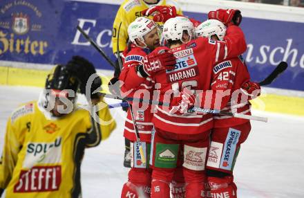 EBEL. Eishockey Bundesliga. KAC gegen	spusu Vienna Capitals. Torjubel Martin Schumnig, Thomas Koch, Patrick Harand, Rok Ticar (KAC). Klagenfurt, am 2.2.2020.
Foto: Kuess
www.qspictures.net

---
pressefotos, pressefotografie, kuess, qs, qspictures, sport, bild, bilder, bilddatenbank