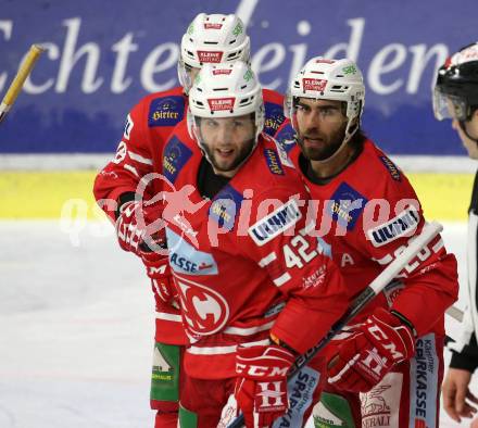 EBEL. Eishockey Bundesliga. KAC gegen	spusu Vienna Capitals. Torjubel Martin Schumnig,  Rok Ticar (KAC). Klagenfurt, am 2.2.2020.
Foto: Kuess
www.qspictures.net

---
pressefotos, pressefotografie, kuess, qs, qspictures, sport, bild, bilder, bilddatenbank