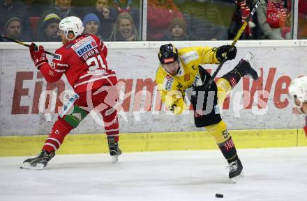 EBEL. Eishockey Bundesliga. KAC gegen	spusu Vienna Capitals. Manuel Geier,  (KAC),  Mario Fischer (Vienna Capitals). Klagenfurt, am 2.2.2020.
Foto: Kuess
www.qspictures.net

---
pressefotos, pressefotografie, kuess, qs, qspictures, sport, bild, bilder, bilddatenbank