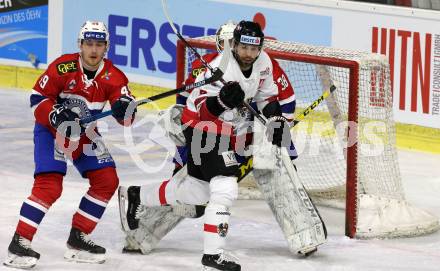 Eishockey Laenderspiel. Oesterreich gegen Norwegen. Peter Schneider, (Oesterreich), Christian Kasastul  (Norwegen). Klagenfurt, am 7.2.2020.
Foto: Kuess
www.qspictures.net

---
pressefotos, pressefotografie, kuess, qs, qspictures, sport, bild, bilder, bilddatenbank