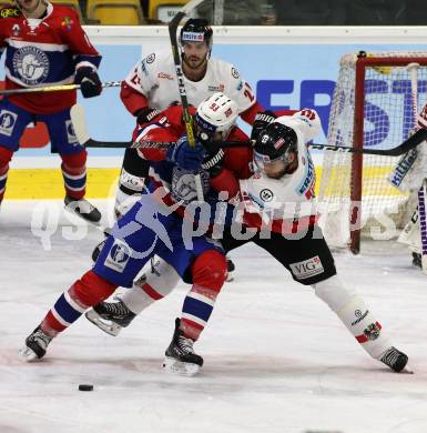 Eishockey Laenderspiel. Oesterreich gegen Norwegen. Patrick Obrist  (Oesterreich), Thomas Valkvae Olsen (Norwegen). Klagenfurt, am 7.2.2020.
Foto: Kuess
www.qspictures.net

---
pressefotos, pressefotografie, kuess, qs, qspictures, sport, bild, bilder, bilddatenbank