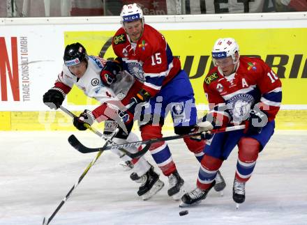 Eishockey Laenderspiel. Oesterreich gegen Norwegen. Gerd Kragl,  (Oesterreich), Tommy Kristoansen, Tobias Lindstroem (Norwegen). Klagenfurt, am 7.2.2020.
Foto: Kuess
www.qspictures.net

---
pressefotos, pressefotografie, kuess, qs, qspictures, sport, bild, bilder, bilddatenbank