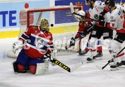 Eishockey Laenderspiel. Oesterreich gegen Norwegen. Dominic Zwerger
(Oesterreich), Henrik Holm (Norwegen). Klagenfurt, am 7.2.2020.
Foto: Kuess
www.qspictures.net

---
pressefotos, pressefotografie, kuess, qs, qspictures, sport, bild, bilder, bilddatenbank