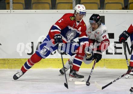 Eishockey Laenderspiel. Oesterreich gegen Norwegen. Manuel Ganahl,  (Oesterreich), Erlend Lesund (Norwegen). Klagenfurt, am 7.2.2020.
Foto: Kuess
www.qspictures.net

---
pressefotos, pressefotografie, kuess, qs, qspictures, sport, bild, bilder, bilddatenbank