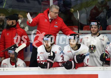 Eishockey Laenderspiel. Oesterreich gegen Norwegen. Trainer Roger Bader (Oesterreich). Klagenfurt, am 7.2.2020.
Foto: Kuess
www.qspictures.net

---
pressefotos, pressefotografie, kuess, qs, qspictures, sport, bild, bilder, bilddatenbank