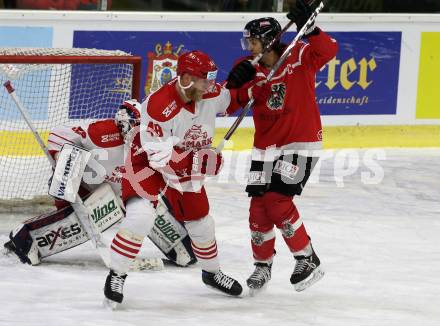 Eishockey Laenderspiel. Oesterreich gegen Daenemark. Manuel Ganahl,  (Oesterreich), Nicholas Jensen (Daenemark). Klagenfurt, am 8.2.2020.
Foto: Kuess
www.qspictures.net

---
pressefotos, pressefotografie, kuess, qs, qspictures, sport, bild, bilder, bilddatenbank