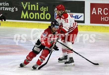 Eishockey Laenderspiel. Oesterreich gegen Daenemark. Martin Ulmer,  (Oesterreich), Nicolai Meyer (Daenemark). Klagenfurt, am 8.2.2020.
Foto: Kuess
www.qspictures.net

---
pressefotos, pressefotografie, kuess, qs, qspictures, sport, bild, bilder, bilddatenbank