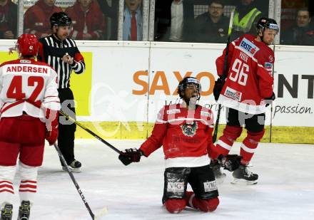 Eishockey Laenderspiel. Oesterreich gegen Daenemark. Torjubel Ali Wukovits, Mario Huber (Oesterreich) Klagenfurt, am 8.2.2020.
Foto: Kuess
www.qspictures.net

---
pressefotos, pressefotografie, kuess, qs, qspictures, sport, bild, bilder, bilddatenbank