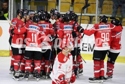 Eishockey Laenderspiel. Oesterreich gegen Daenemark. Jubel  (Oesterreich). Klagenfurt, am 8.2.2020.
Foto: Kuess
www.qspictures.net

---
pressefotos, pressefotografie, kuess, qs, qspictures, sport, bild, bilder, bilddatenbank
