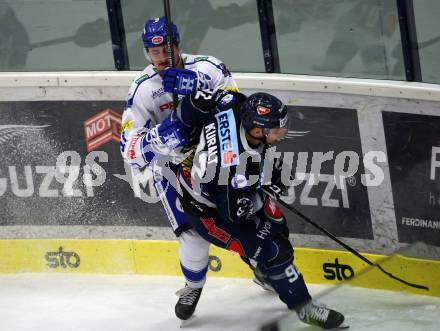 EBEL. Eishockey Bundesliga. VSV gegen Hydro Fehervar AV 19.  Adis Alagic,  (VSV), Anze Kuralt (Alba Volan). Villach, am 11.2.2020.
Foto: Kuess
www.qspictures.net
---
pressefotos, pressefotografie, kuess, qs, qspictures, sport, bild, bilder, bilddatenbank