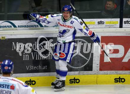 EBEL. Eishockey Bundesliga. VSV gegen Hydro Fehervar AV 19.  Torjubel Benjamin Lanzinger (VSV). Villach, am 11.2.2020.
Foto: Kuess
www.qspictures.net
---
pressefotos, pressefotografie, kuess, qs, qspictures, sport, bild, bilder, bilddatenbank