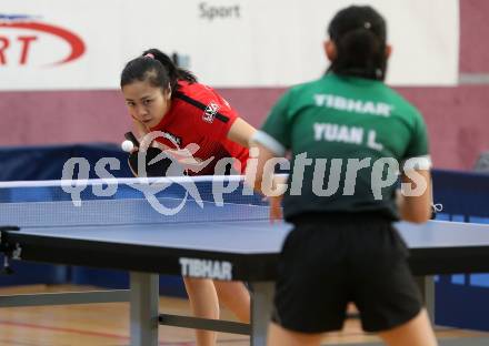 Tischtennis Europacup. TTC Villacher gegen LZ Froschberg. Tin-Tin Ho (Froschberg), Liu Yuan (Villach). Villach, am 15.2.2020.
Foto: Kuess
www.qspictures.net

---
pressefotos, pressefotografie, kuess, qs, qspictures, sport, bild, bilder, bilddatenbank