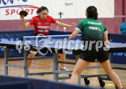 Tischtennis Europacup. TTC Villacher gegen LZ Froschberg. Tin-Tin Ho (Froschberg), Liu Yuan (Villach). Villach, am 15.2.2020.
Foto: Kuess
www.qspictures.net

---
pressefotos, pressefotografie, kuess, qs, qspictures, sport, bild, bilder, bilddatenbank