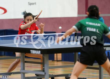 Tischtennis Europacup. TTC Villacher gegen LZ Froschberg. Tin-Tin Ho (Froschberg), Liu Yuan (Villach). Villach, am 15.2.2020.
Foto: Kuess
www.qspictures.net

---
pressefotos, pressefotografie, kuess, qs, qspictures, sport, bild, bilder, bilddatenbank