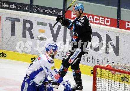 EBEL. Eishockey Bundesliga. VSV gegen EHC Liwest Black Wings Linz.   Torjubel  Justin Florek (Linz). Villach, am 18.2.2020.
Foto: Kuess
www.qspictures.net
---
pressefotos, pressefotografie, kuess, qs, qspictures, sport, bild, bilder, bilddatenbank