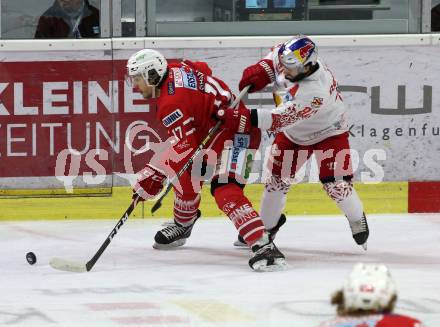 EBEL. Eishockey Bundesliga. KAC gegen	EC Red Bull Salzburg.  Ganahl Manuel (KAC), Heinrich Dominique (Salzburg). Klagenfurt, am 18.2.2020.
Foto: Kuess
www.qspictures.net

---
pressefotos, pressefotografie, kuess, qs, qspictures, sport, bild, bilder, bilddatenbank