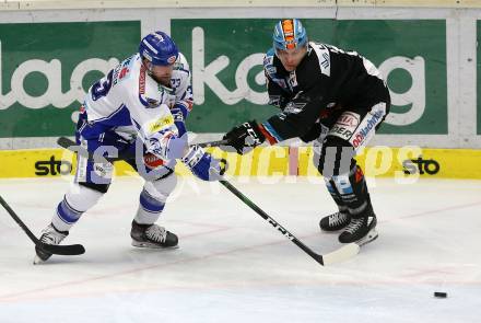 EBEL. Eishockey Bundesliga. VSV gegen EHC Liwest Black Wings Linz.   Markus Schlacher,  (VSV), Brian Lebler (Linz). Villach, am 18.2.2020.
Foto: Kuess
www.qspictures.net
---
pressefotos, pressefotografie, kuess, qs, qspictures, sport, bild, bilder, bilddatenbank