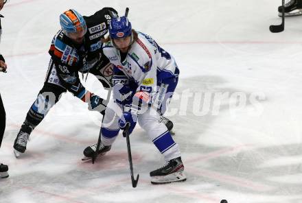 EBEL. Eishockey Bundesliga. VSV gegen EHC Liwest Black Wings Linz.   Patrick Bjorkstrand,  (VSV), Dan Dasilva (Linz). Villach, am 18.2.2020.
Foto: Kuess
www.qspictures.net
---
pressefotos, pressefotografie, kuess, qs, qspictures, sport, bild, bilder, bilddatenbank