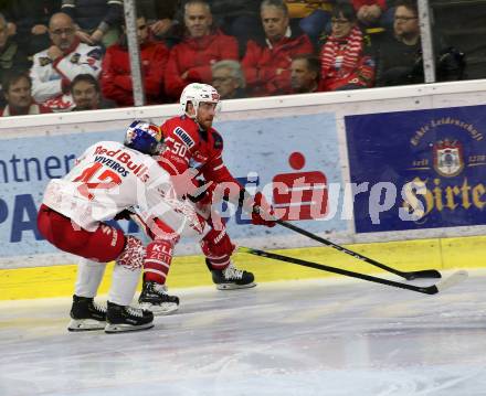EBEL. Eishockey Bundesliga. KAC gegen	EC Red Bull Salzburg. Neal Matthew (KAC),   Viveiros Layne (Salzburg). Klagenfurt, am 18.2.2020.
Foto: Kuess
www.qspictures.net

---
pressefotos, pressefotografie, kuess, qs, qspictures, sport, bild, bilder, bilddatenbank