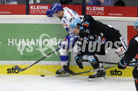 EBEL. Eishockey Bundesliga. VSV gegen EHC Liwest Black Wings Linz.   Bernd Wolf, (VSV), Troy Rutkowski  (Linz). Villach, am 18.2.2020.
Foto: Kuess
www.qspictures.net
---
pressefotos, pressefotografie, kuess, qs, qspictures, sport, bild, bilder, bilddatenbank