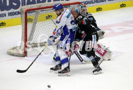 EBEL. Eishockey Bundesliga. VSV gegen EHC Liwest Black Wings Linz.   Miika Lahti, (VSV), Stefan Gaffal, David Kickert  (Linz). Villach, am 18.2.2020.
Foto: Kuess
www.qspictures.net
---
pressefotos, pressefotografie, kuess, qs, qspictures, sport, bild, bilder, bilddatenbank