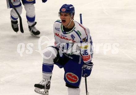 EBEL. Eishockey Bundesliga. VSV gegen EHC Liwest Black Wings Linz.   Torjubel Anton Karlsson (VSV). Villach, am 18.2.2020.
Foto: Kuess
www.qspictures.net
---
pressefotos, pressefotografie, kuess, qs, qspictures, sport, bild, bilder, bilddatenbank