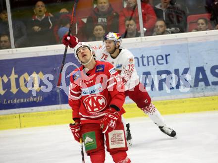 EBEL. Eishockey Bundesliga. KAC gegen	EC Red Bull Salzburg.  Harand Patrick (KAC), Torjubel Hughes John,  (Salzburg). Klagenfurt, am 18.2.2020.
Foto: Kuess
www.qspictures.net

---
pressefotos, pressefotografie, kuess, qs, qspictures, sport, bild, bilder, bilddatenbank