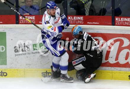 EBEL. Eishockey Bundesliga. VSV gegen EHC Liwest Black Wings Linz.   Adis Alagic,  (VSV), Raphael Wolf (Linz). Villach, am 18.2.2020.
Foto: Kuess
www.qspictures.net
---
pressefotos, pressefotografie, kuess, qs, qspictures, sport, bild, bilder, bilddatenbank