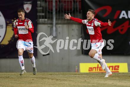 Fussball. 2. Liga. SK Austria Klagenfurt gegen SV Guntamatic Ried.  Torjubel Bernd Gschweidl (Ried). Klagenfurt, am 21.2.2020.
Foto: Kuess
www.qspictures.net
---
pressefotos, pressefotografie, kuess, qs, qspictures, sport, bild, bilder, bilddatenbank
