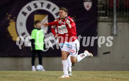 Fussball. 2. Liga. SK Austria Klagenfurt gegen SV Guntamatic Ried.  Torjubel Bernd Gschweidl (Ried). Klagenfurt, am 21.2.2020.
Foto: Kuess
www.qspictures.net
---
pressefotos, pressefotografie, kuess, qs, qspictures, sport, bild, bilder, bilddatenbank