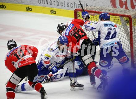 EBEL. Eishockey Bundesliga. VSV gegen HC Orli Znojmo. Lahti Miika, Fraser Jamie  (VSV), Beranek Petr, Bartos David (Znojmo). Villach, am 21.2.2020.
Foto: Kuess
www.qspictures.net
---
pressefotos, pressefotografie, kuess, qs, qspictures, sport, bild, bilder, bilddatenbank