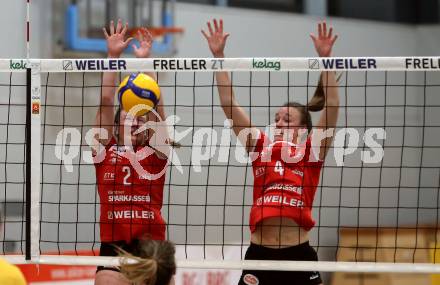 Volleyball. AVL. ATSC Kelag Wildcats Klagenfurt gegen VC Tirol. Lena Stockhammer, Jaelyn Keene (Wildcats). Klagenfurt, am 22.2.2020.
Foto: Kuess
---
pressefotos, pressefotografie, kuess, qs, qspictures, sport, bild, bilder, bilddatenbank
