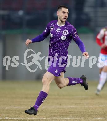 Fussball. 2. Liga. SK Austria Klagenfurt gegen SV Guntamatic Ried.  Petar Zubak (Klagenfurt). Klagenfurt, am 21.2.2020.
Foto: Kuess
www.qspictures.net
---
pressefotos, pressefotografie, kuess, qs, qspictures, sport, bild, bilder, bilddatenbank