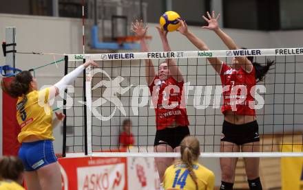 Volleyball. AVL. ATSC Kelag Wildcats Klagenfurt gegen VC Tirol. Lena Stockhammer, Nikolina Bajic (Wildcats). Klagenfurt, am 22.2.2020.
Foto: Kuess
---
pressefotos, pressefotografie, kuess, qs, qspictures, sport, bild, bilder, bilddatenbank
