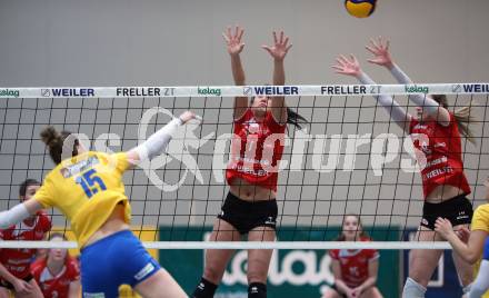 Volleyball. AVL. ATSC Kelag Wildcats Klagenfurt gegen VC Tirol.  Nikolina Bajic, Ana Bajic (Wildcats). Klagenfurt, am 22.2.2020.
Foto: Kuess
---
pressefotos, pressefotografie, kuess, qs, qspictures, sport, bild, bilder, bilddatenbank