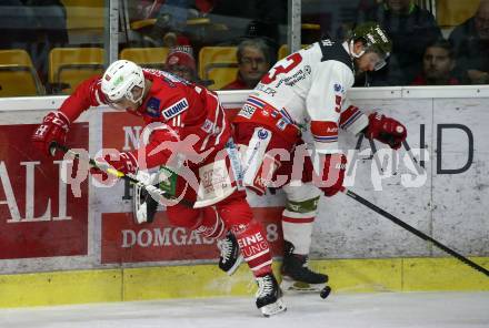 EBEL. Eishockey Bundesliga. KAC gegen	HCB Suedtirol Alperia. Lukas haudum,  (KAC), Luca Frigo  (Bozen). Klagenfurt, am 27.2.2020.
Foto: Kuess
www.qspictures.net

---
pressefotos, pressefotografie, kuess, qs, qspictures, sport, bild, bilder, bilddatenbank