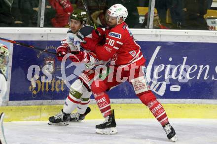 EBEL. Eishockey Bundesliga. KAC gegen	HCB Suedtirol Alperia. Andrew Jacob Kozek,  (KAC),  Stefano Giliati (Bozen). Klagenfurt, am 27.2.2020.
Foto: Kuess
www.qspictures.net

---
pressefotos, pressefotografie, kuess, qs, qspictures, sport, bild, bilder, bilddatenbank