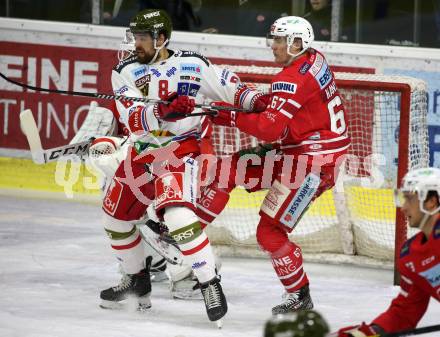 EBEL. Eishockey Bundesliga. KAC gegen	HCB Suedtirol Alperia. Petter Hansson, (KAC),   Marco Insam (Bozen). Klagenfurt, am 27.2.2020.
Foto: Kuess
www.qspictures.net

---
pressefotos, pressefotografie, kuess, qs, qspictures, sport, bild, bilder, bilddatenbank