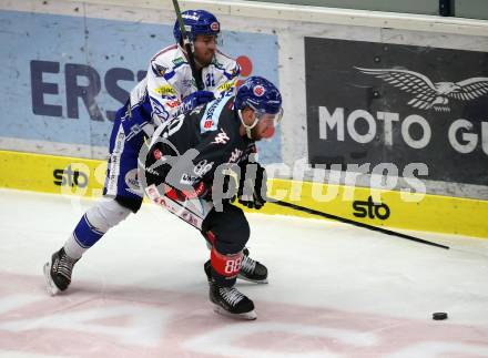 EBEL. Eishockey Bundesliga. VSV gegen 	HC TWK Innsbruck.  Bernd Wolf,  (VSV), Miha Zajc (Innsbruck). Villach, am 29.2.2020.
Foto: Kuess
www.qspictures.net
---
pressefotos, pressefotografie, kuess, qs, qspictures, sport, bild, bilder, bilddatenbank