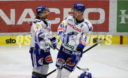 EBEL. Eishockey Bundesliga. VSV gegen 	HC TWK Innsbruck. Torjubel Christof Wappis, Adis Alagic  (VSV). Villach, am 29.2.2020.
Foto: Kuess
www.qspictures.net
---
pressefotos, pressefotografie, kuess, qs, qspictures, sport, bild, bilder, bilddatenbank