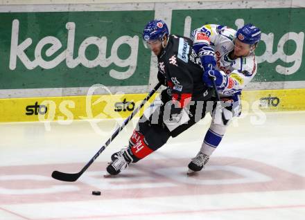 EBEL. Eishockey Bundesliga. VSV gegen 	HC TWK Innsbruck.  Anton Karlsson,  (VSV), Luc James Snuggerud (Innsbruck). Villach, am 29.2.2020.
Foto: Kuess
www.qspictures.net
---
pressefotos, pressefotografie, kuess, qs, qspictures, sport, bild, bilder, bilddatenbank