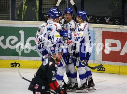 EBEL. Eishockey Bundesliga. VSV gegen 	HC TWK Innsbruck.  Torjubel Jamie Fraser, Chris Collins, Martin Ulmer, Anton Karlsson, Marco Poeyhoenen (VSV). Villach, am 29.2.2020.
Foto: Kuess
www.qspictures.net
---
pressefotos, pressefotografie, kuess, qs, qspictures, sport, bild, bilder, bilddatenbank