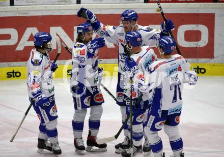 EBEL. Eishockey Bundesliga. VSV gegen 	HC TWK Innsbruck. Torjubel Martin Urbanek, Christof Wappis, Adis Alagic, Markus Schlacher, Felix Maxa  (VSV). Villach, am 29.2.2020.
Foto: Kuess
www.qspictures.net
---
pressefotos, pressefotografie, kuess, qs, qspictures, sport, bild, bilder, bilddatenbank