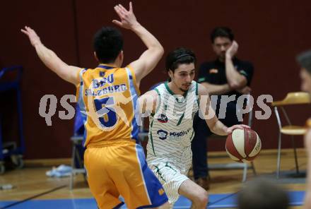 Basketball Zweite Liga 2019/2020. Play Down 2. Runde. KOS Celovec gegen   BBU Salzburg. Volkan Oezdemir (KOS Celovec), Kazuhiko Yokoyama (Salzburg). Klagenfurt, am 1.3.2020.
Foto: Kuess
www.qspictures.net

---
pressefotos, pressefotografie, kuess, qs, qspictures, sport, bild, bilder, bilddatenbank