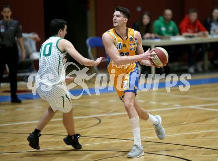 Basketball Zweite Liga 2019/2020. Play Down 2. Runde. KOS Celovec gegen   BBU Salzburg. Veljko Dena (KOS Celovec), Dusan Oluic (Salzburg). Klagenfurt, am 1.3.2020.
Foto: Kuess
www.qspictures.net

---
pressefotos, pressefotografie, kuess, qs, qspictures, sport, bild, bilder, bilddatenbank