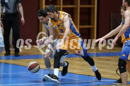 Basketball Zweite Liga 2019/2020. Play Down 2. Runde. KOS Celovec gegen   BBU Salzburg. Volkan Oezdemir (KOS Celovec), Dimitris Mouratoglou (Salzburg). Klagenfurt, am 1.3.2020.
Foto: Kuess
www.qspictures.net

---
pressefotos, pressefotografie, kuess, qs, qspictures, sport, bild, bilder, bilddatenbank